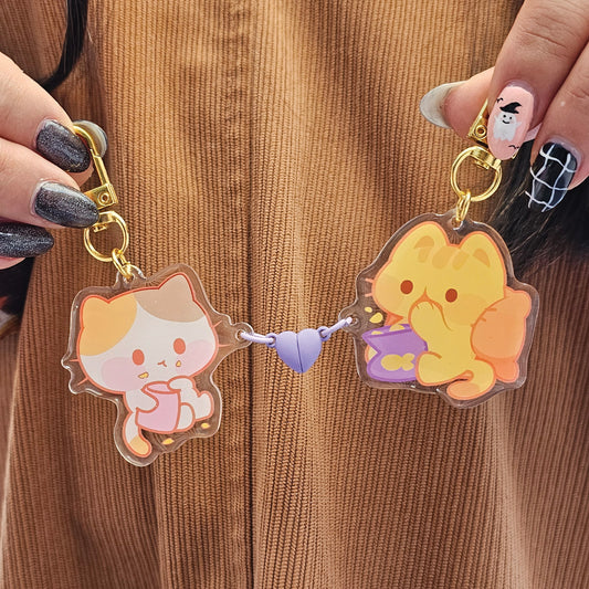 Snacking Cats BFF/Couple Keychain