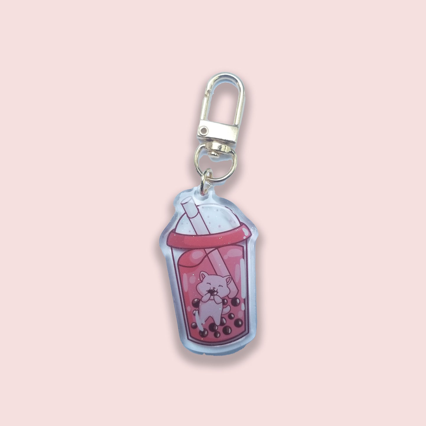 Red Boba Cat Keychain