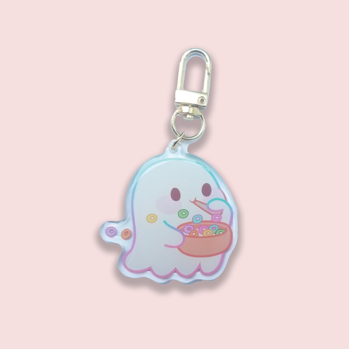 Ghost Eating Cereal Keychain