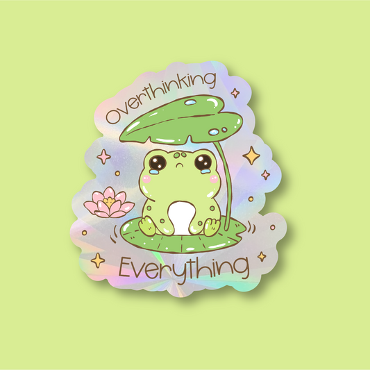 Overthinking Frog Window Suncatcher Window Sticker
