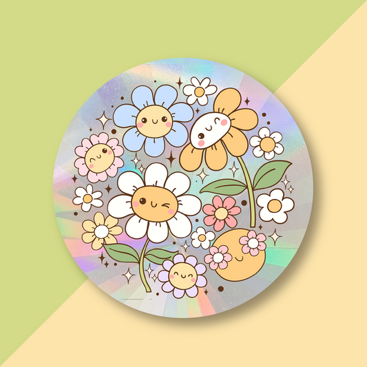 Happy Flowers Suncatcher Window Sticker