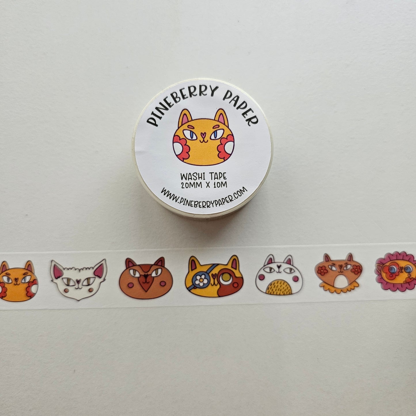 Cat Face Washi Tape | 20mm x 10m