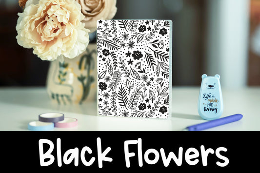 Black Flower Sticker Album | 60 Top-Loading Sleeves