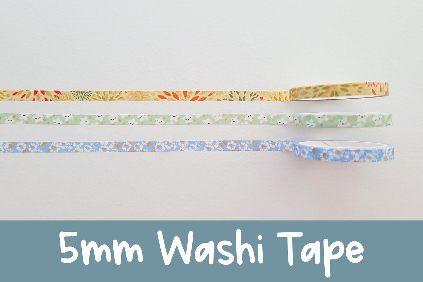 Earthy and Golden | 5mm Washi Tape | Gold Foil Decorative Tape