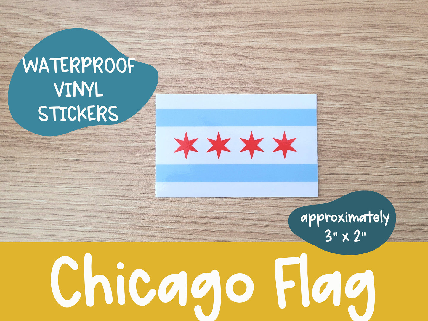 Chicago Flag Vinyl Sticker | Illinois | Chicago Symbol | Laptop Sticker | Water Bottle Sticker | Weatherproof | Waterproof | Decal