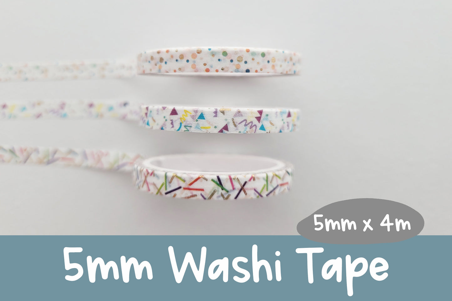 Confetti Collection | 5mm Washi Tape | Gold Foil Decorative Tape