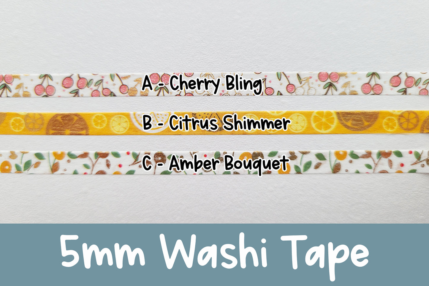 Magic Garden Party | 5mm Washi Tape | Gold Foil Decorative Tape