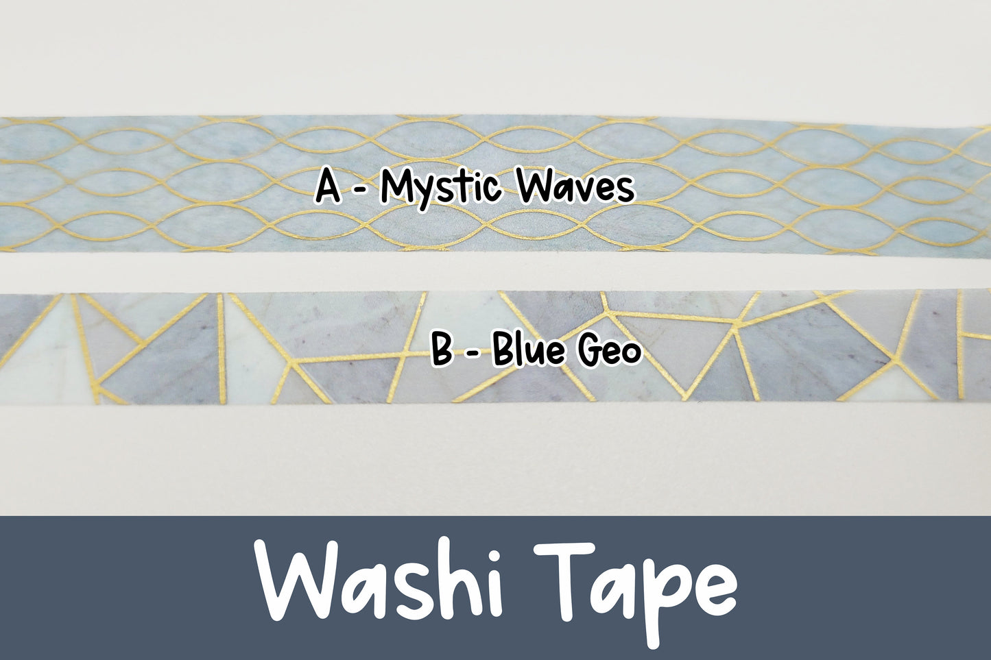 Magical Blues Washi Tape | 15mm Mystic Waves | 10mm Blue Geo