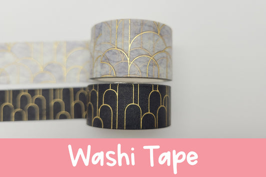 Gold Arch Washi Tape | 15mm Black Gold Arch | 20mm Marble Gold Arch | Gold Foil Decorative Tape | Planner | Bujo | Stationery