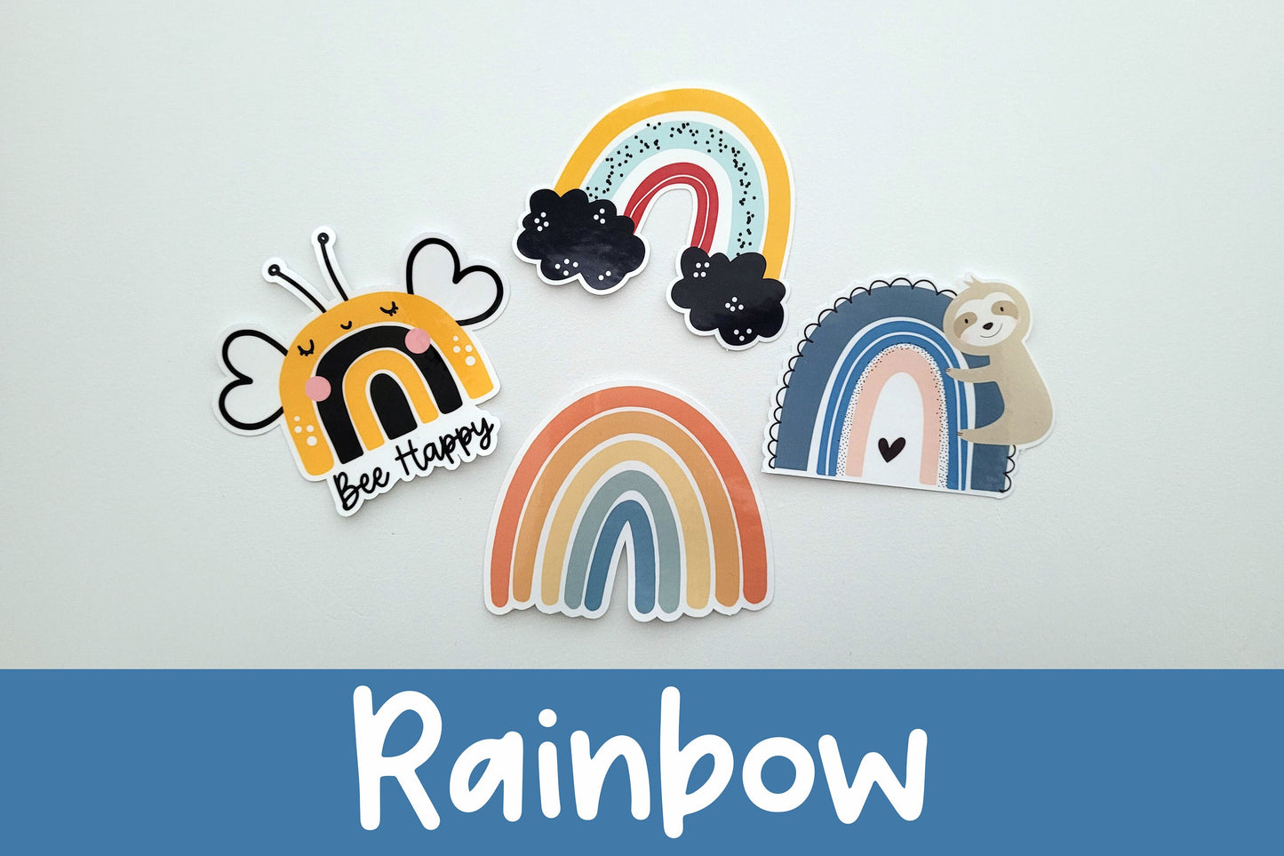 Rainbow Vinyl Sticker | Sloth | Bee Happy | Snowboard Sticker | Laptop Sticker | Water Bottle Sticker | Weatherproof | Waterproof | Decal
