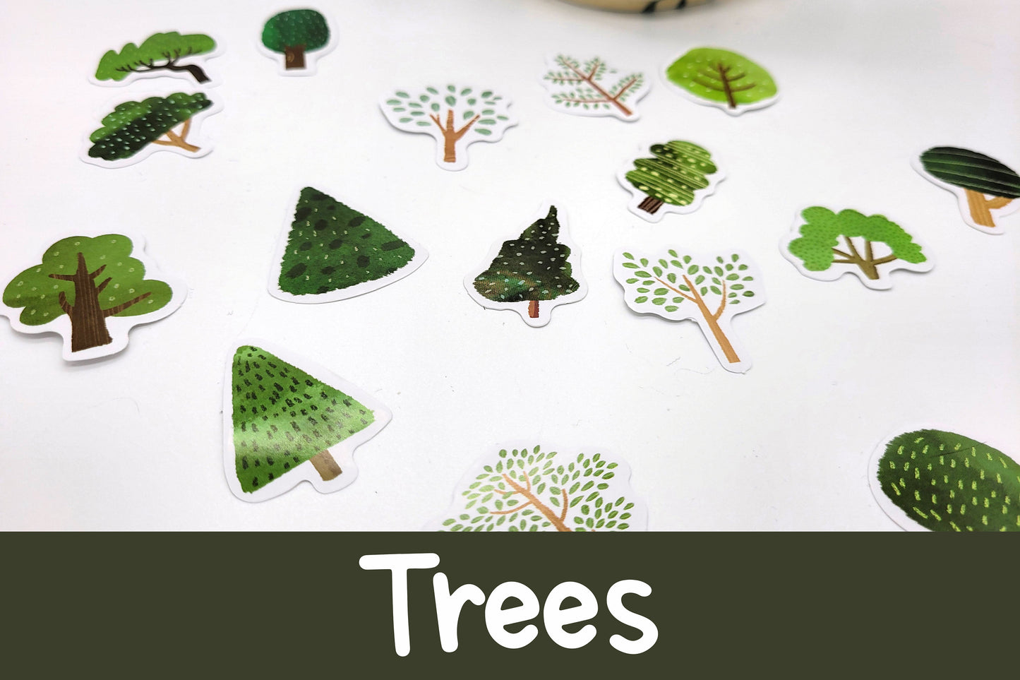 Tree Sticker Flakes | 20 pieces | Shrub | Evergreen | Glossy Stickers