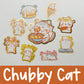 Chubby Foodie Cat Mini Sticker Flakes | 9 pieces