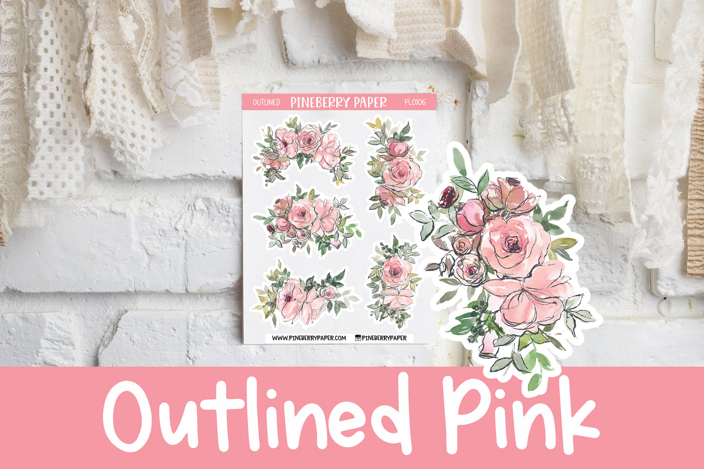 Outlined Pink Florals | FL0106