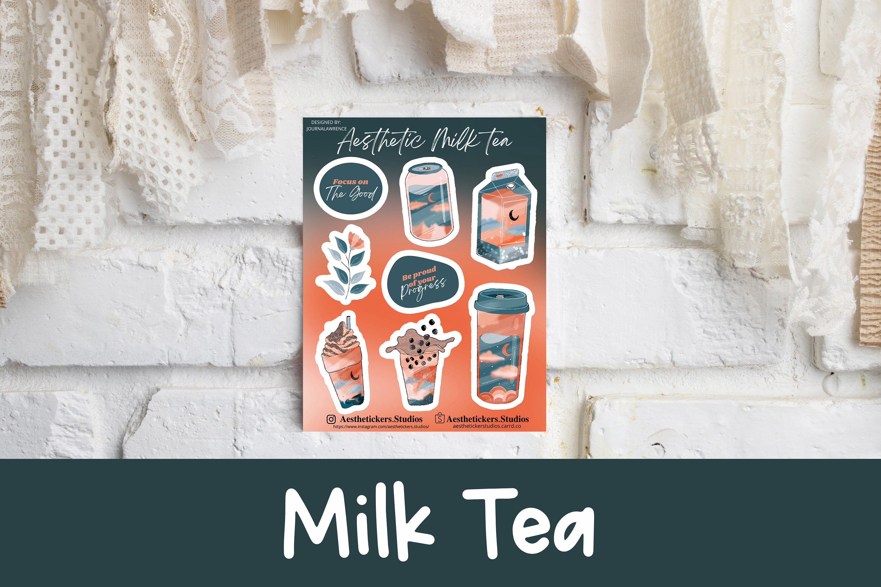 Aesthetic Milk Tea Stickers by Aesthetickers Studios – Pineberry Paper